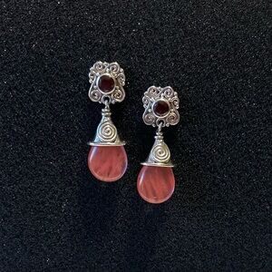 Sterling Silver Cherry Quartz & Garnet Earrings